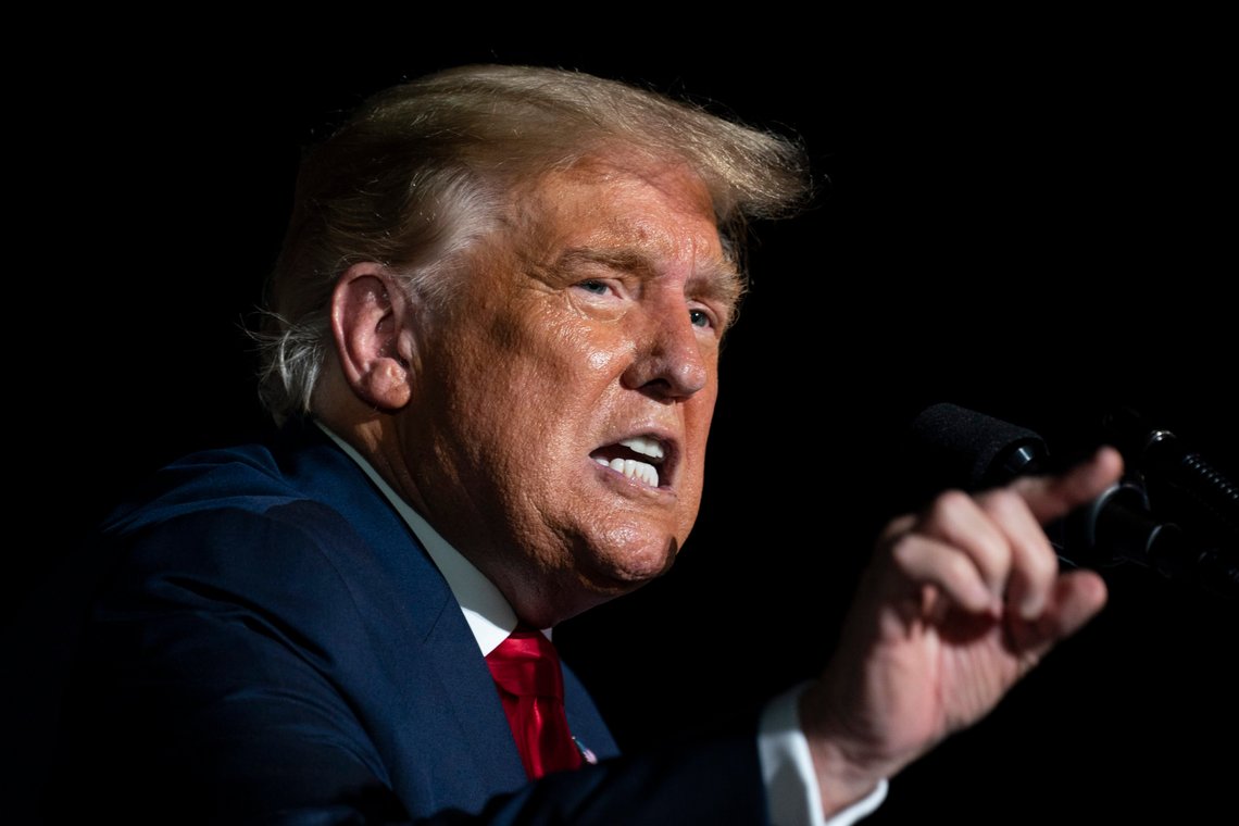 President Donald Trump speaks during a campaign rally at Orlando Sanford International Airport, Monday, Oct. 12, 2020, in Sanford, Fla. (AP Photo/Evan Vucci) President Donald Trump speaks during a campaign rally at Orlando Sanford International Airport, Monday, Oct. 12, 2020, in Sanford, Fla. (AP Photo/Evan Vucci)