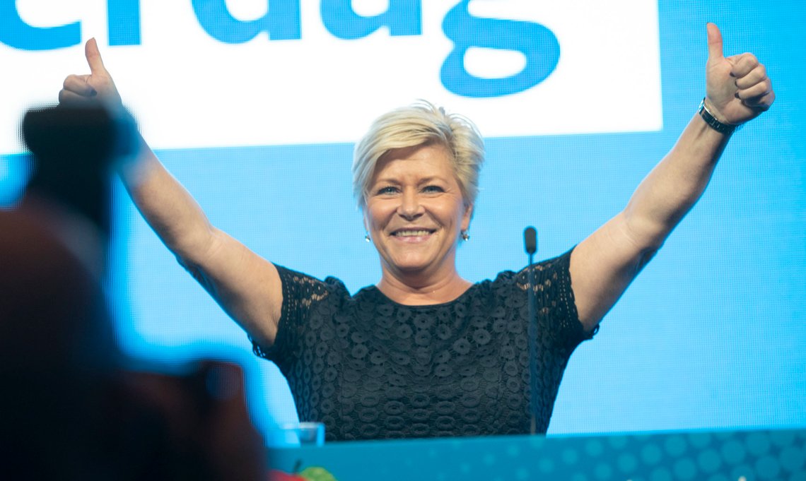 Gardermoen, NORGE 20201017.
Partileder Siv Jensen holder tale under Fremskrittspartiets landsmøte på Gardermoen.
Foto: Berit Roald / NTB Gardermoen, NORGE 20201017.
Partileder Siv Jensen holder tale under Fremskrittspartiets landsmøte på Gardermoen.
Foto: Berit Roald / NTB