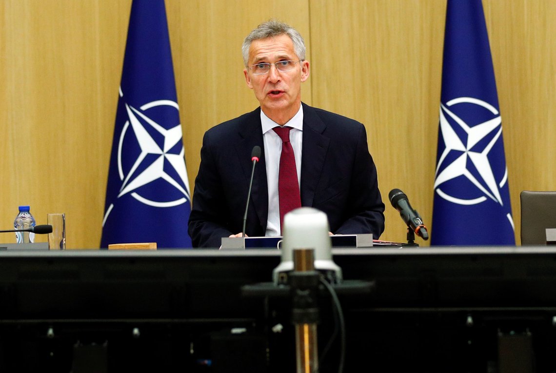 NATO Secretary-General Jens Stoltenberg speaks as he chairs a NATO defence ministers meeting via teleconference at the Alliance headquarters in Brussels, Belgium June 17, 2020. REUTERS/Francois Lenoir/Pool NATO Secretary-General Jens Stoltenberg speaks as he chairs a NATO defence ministers meeting via teleconference at the Alliance headquarters in Brussels, Belgium June 17, 2020. REUTERS/Francois Lenoir/Pool