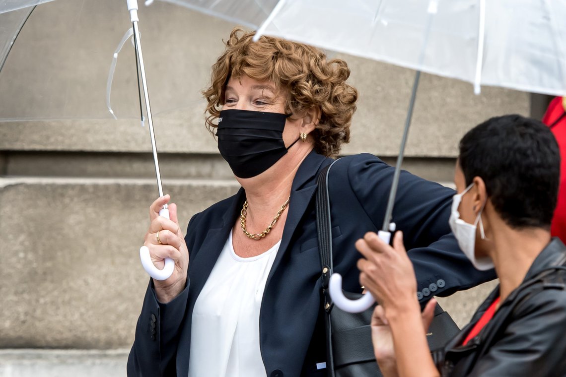 New Belgian Vice Prime Minister and Minister of Civil Services and State-owned companies, Petra De Sutter is seen at the Royal Palace in Brussels, Belgium October 1, 2020. Danny Gys/Pool via REUTERS New Belgian Vice Prime Minister and Minister of Civil Services and State-owned companies, Petra De Sutter is seen at the Royal Palace in Brussels, Belgium October 1, 2020. Danny Gys/Pool via REUTERS