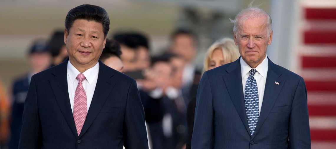 FILE - In this Sept. 24, 2015, file photo Chinese President Xi Jinping and Vice President Joe Biden walk down the red carpet on the tarmac during an arrival ceremony in Andrews Air Force Base, Md. China has fast become a top election issue as President Donald Trump and Democrat Joe Biden engage in a verbal brawl over who's better at playing the tough guy against Beijing. (AP Photo/Carolyn Kaster, File) FILE - In this Sept. 24, 2015, file photo Chinese President Xi Jinping and Vice President Joe Biden walk down the red carpet on the tarmac during an arrival ceremony in Andrews Air Force Base, Md. China has fast become a top election issue as President Donald Trump and Democrat Joe Biden engage in a verbal brawl over who's better at playing the tough guy against Beijing. (AP Photo/Carolyn Kaster, File)