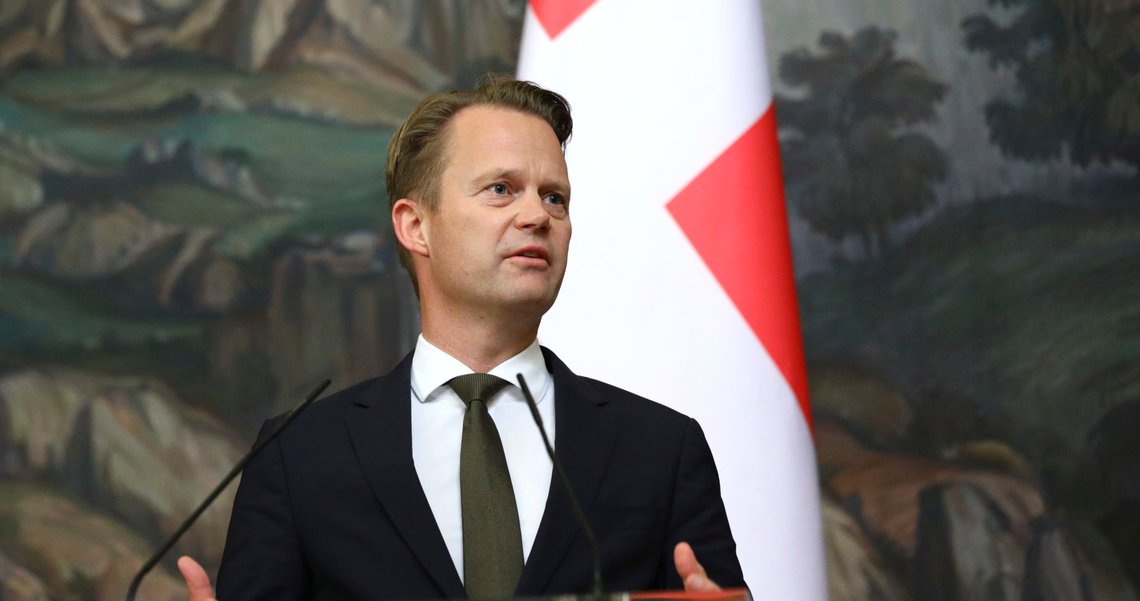 In this photo released by Russian Foreign Ministry Press Service, Danish Foreign Minister Jeppe Kofod speaks during a joint news conference after a meeting with his Russian counterpart Sergei Lavrov in Moscow, Russia, Friday, Oct. 9, 2020. (Russian Foreign Ministry Press Service via AP) In this photo released by Russian Foreign Ministry Press Service, Danish Foreign Minister Jeppe Kofod speaks during a joint news conference after a meeting with his Russian counterpart Sergei Lavrov in Moscow, Russia, Friday, Oct. 9, 2020. (Russian Foreign Ministry Press Service via AP)