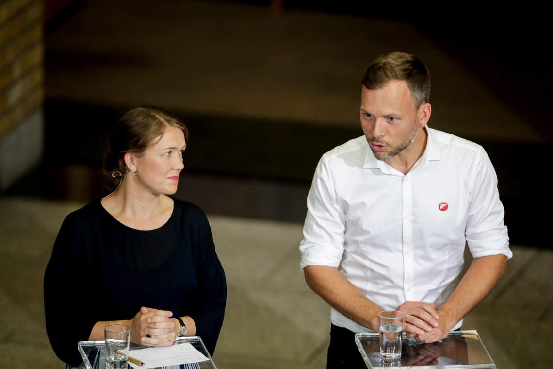 Oslo 20190909.
Fra.v. Une Aina Bastholm MDG og SV-leder Audun Lysbakken på stortinget under partilederdebatten.
Foto: Vidar Ruud / NTB Oslo 20190909.
Fra.v. Une Aina Bastholm MDG og SV-leder Audun Lysbakken på stortinget under partilederdebatten.
Foto: Vidar Ruud / NTB
