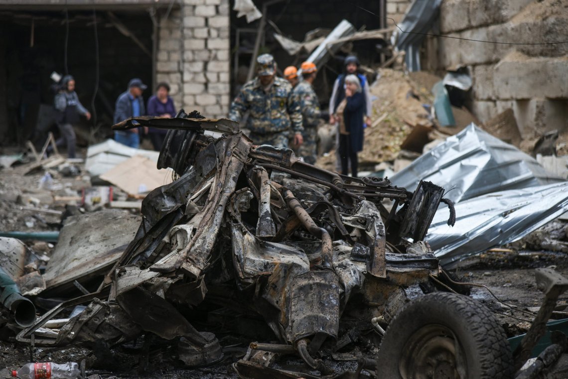 Aftermath of recent shelling during a military conflict over the breakaway region of Nagorno-Karabakh in Stepanakert October 4, 2020. David Ghahramanyan/NKR InfoCenter/PAN Photo/Handout via REUTERS ATTENTION EDITORS - THIS IMAGE HAS BEEN SUPPLIED BY A THIRD PARTY. MANDATORY CREDIT. Aftermath of recent shelling during a military conflict over the breakaway region of Nagorno-Karabakh in Stepanakert October 4, 2020. David Ghahramanyan/NKR InfoCenter/PAN Photo/Handout via REUTERS ATTENTION EDITORS - THIS IMAGE HAS BEEN SUPPLIED BY A THIRD PARTY. MANDATORY CREDIT.