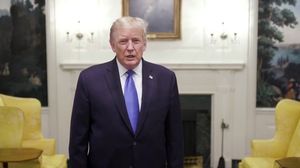 U.S. President Donald Trump makes an announcement after he and First Lady Melania Trump tested positive for the coronavirus disease (COVID-19), in Washington, U.S., October 2, 2020, in this still image taken a video posted on Trump's twitter page. DONALD TRUMP via TWITTER via REUTERS MANDATORY CREDIT. NO RESALES. NO ARCHIVES. THIS IMAGE HAS BEEN SUPPLIED BY A THIRD PARTY. U.S. President Donald Trump makes an announcement after he and First Lady Melania Trump tested positive for the coronavirus disease (COVID-19), in Washington, U.S., October 2, 2020, in this still image taken a video posted on Trump's twitter page. DONALD TRUMP via TWITTER via REUTERS MANDATORY CREDIT. NO RESALES. NO ARCHIVES. THIS IMAGE HAS BEEN SUPPLIED BY A THIRD PARTY.