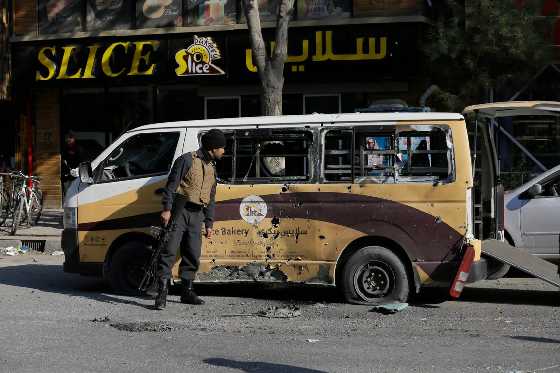 Afghan security checks a car destroyed in a rocket attack in Kabul, Afghanistan,Saturday, Nov. 21, 2020. Multiple rockets were fired around Kabul residential areas Saturday, killing several and wounding dozens of people. (AP Photo/Mariam Zuhaib) Afghan security checks a car destroyed in a rocket attack in Kabul, Afghanistan,Saturday, Nov. 21, 2020. Multiple rockets were fired around Kabul residential areas Saturday, killing several and wounding dozens of people. (AP Photo/Mariam Zuhaib)