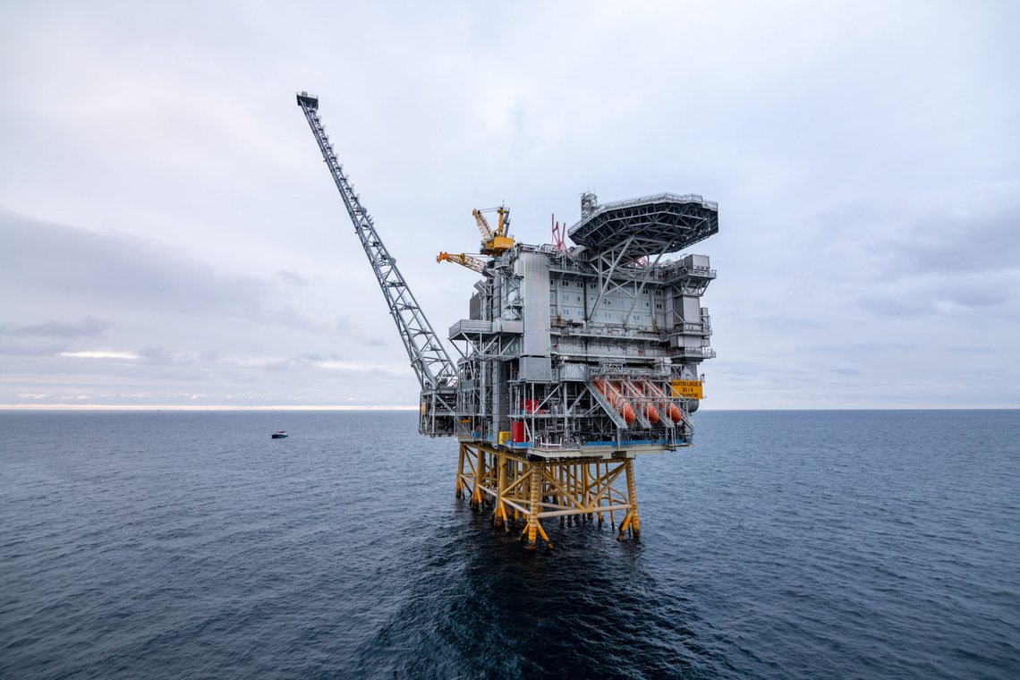 Nordsjøen 20180722.
Installasjon på Martin Linge-feltet i Nordsjøen.
Foto: Jan Arne Wold / Equinor / NTB Nordsjøen 20180722.
Installasjon på Martin Linge-feltet i Nordsjøen.
Foto: Jan Arne Wold / Equinor / NTB