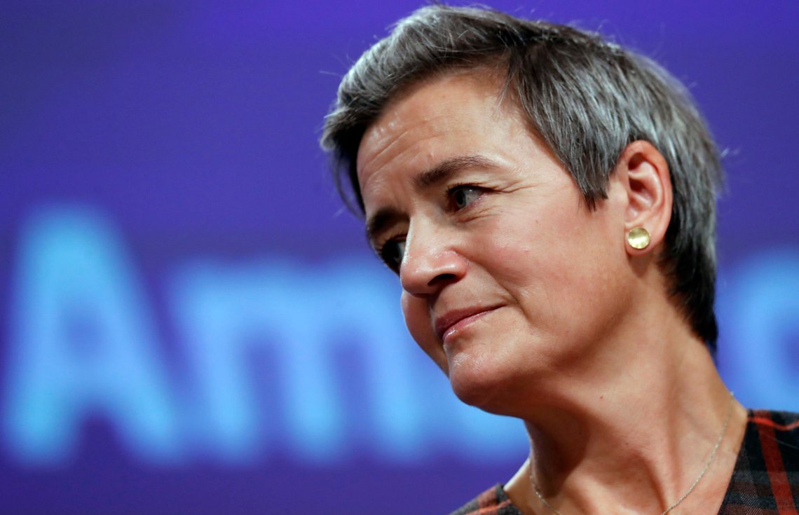 FILE - In this file photo dated Tuesday, Nov. 10, 2020, European Executive Vice-President Margrethe Vestager speaks during a press conference regarding an antitrust case with Amazon, at EU headquarters in Brussels. The European Court of Auditors, which has examined the EU's enforcement of competition rules by big tech companies over the past decade said Thursday Nov. 19, 2020, that antitrust investigations have taken too long, dulling their effectiveness, a report said Thursday. (Olivier Hoslet, Pool FILE via AP) FILE - In this file photo dated Tuesday, Nov. 10, 2020, European Executive Vice-President Margrethe Vestager speaks during a press conference regarding an antitrust case with Amazon, at EU headquarters in Brussels. The European Court of Auditors, which has examined the EU's enforcement of competition rules by big tech companies over the past decade said Thursday Nov. 19, 2020, that antitrust investigations have taken too long, dulling their effectiveness, a report said Thursday. (Olivier Hoslet, Pool FILE via AP)