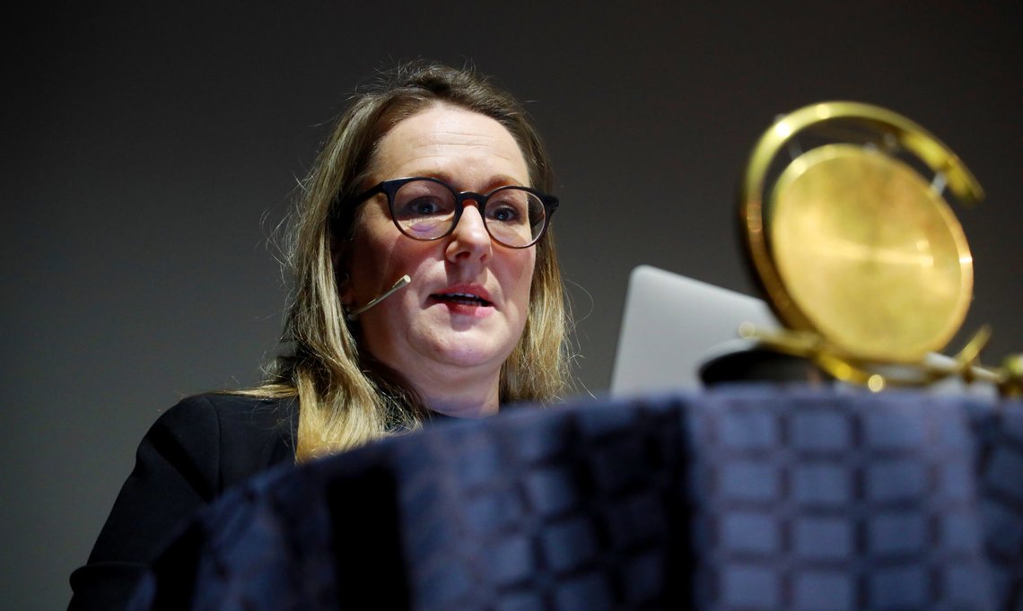 Oslo 20181220.
Marte Michelet møter historikere etter utgivelsen av boka om Hjemmefronten. Her holder hun sitt innlegg.
Foto: Ørn E. Borgen / NTB Oslo 20181220.
Marte Michelet møter historikere etter utgivelsen av boka om Hjemmefronten. Her holder hun sitt innlegg.
Foto: Ørn E. Borgen / NTB