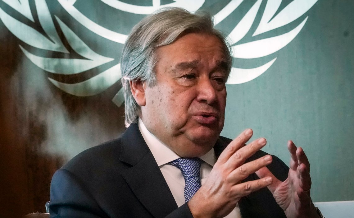 United Nations Secretary-General António Guterres speaks during an interview, Wednesday Oct. 21, 2020, at U.N. headquarters. (AP Photo/Bebeto Matthews) United Nations Secretary-General António Guterres speaks during an interview, Wednesday Oct. 21, 2020, at U.N. headquarters. (AP Photo/Bebeto Matthews)