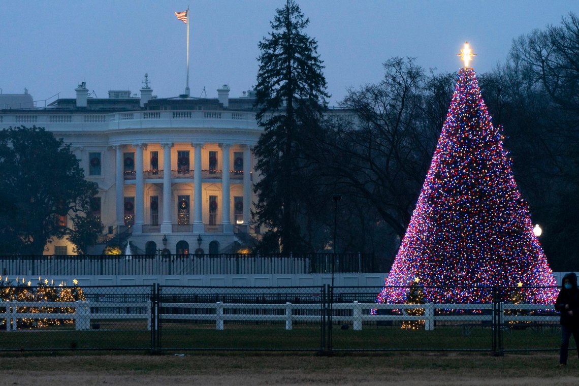 The National Christmas Tree glows with lights on the Ellipse near the White House, Thursday, Dec. 24, 2020, on Christmas Eve in Washington. (AP Photo/Jacquelyn Martin) The National Christmas Tree glows with lights on the Ellipse near the White House, Thursday, Dec. 24, 2020, on Christmas Eve in Washington. (AP Photo/Jacquelyn Martin)