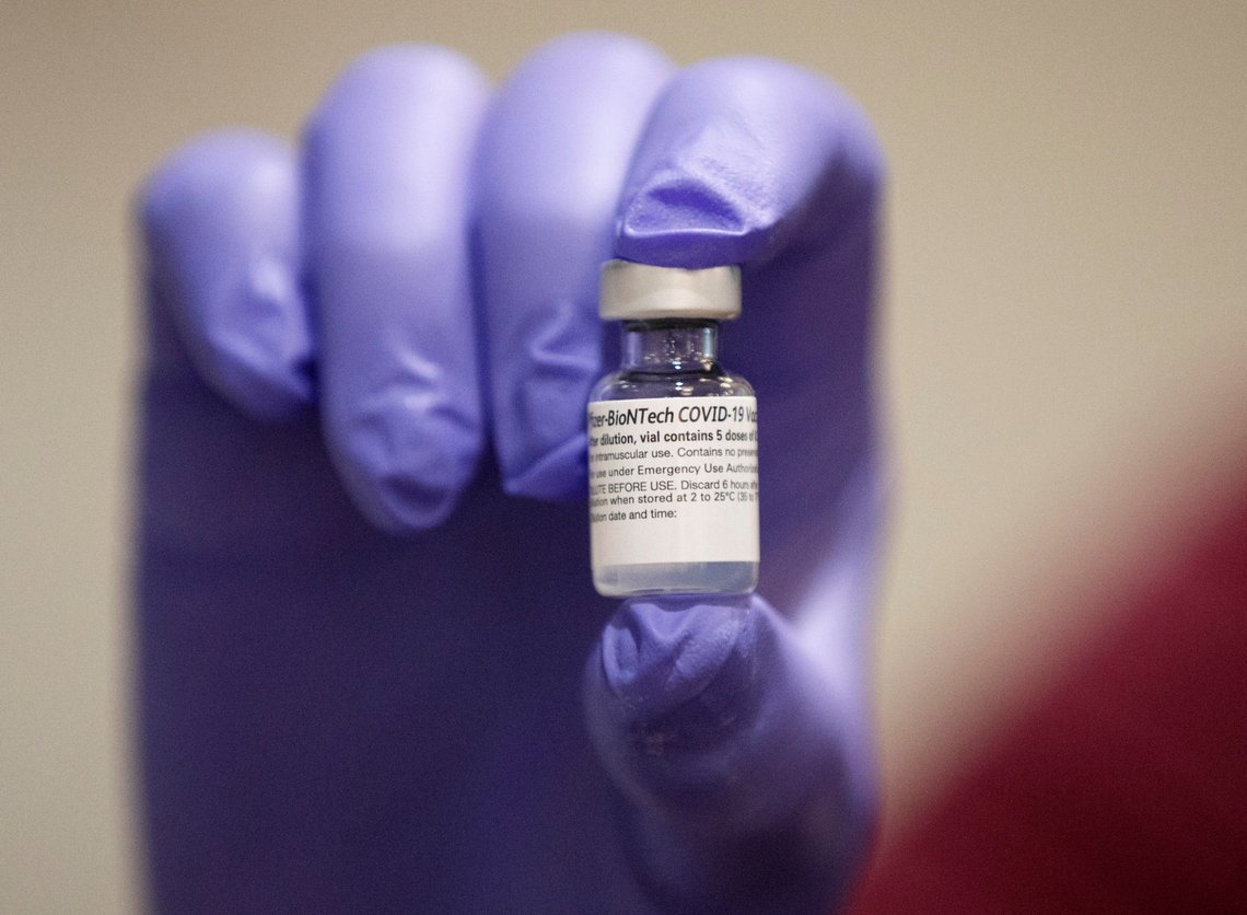 Five Mary Washington Healthcare doctors and nurses received the first locally-available doses of the Pfizer-BioNTech COVID-19 vaccine at Mary Washington Hospital in Fredericksburg, Va. on Tuesday, Dec. 15, 2020. (Mike Morones/The Free Lance-Star via AP) Five Mary Washington Healthcare doctors and nurses received the first locally-available doses of the Pfizer-BioNTech COVID-19 vaccine at Mary Washington Hospital in Fredericksburg, Va. on Tuesday, Dec. 15, 2020. (Mike Morones/The Free Lance-Star via AP)