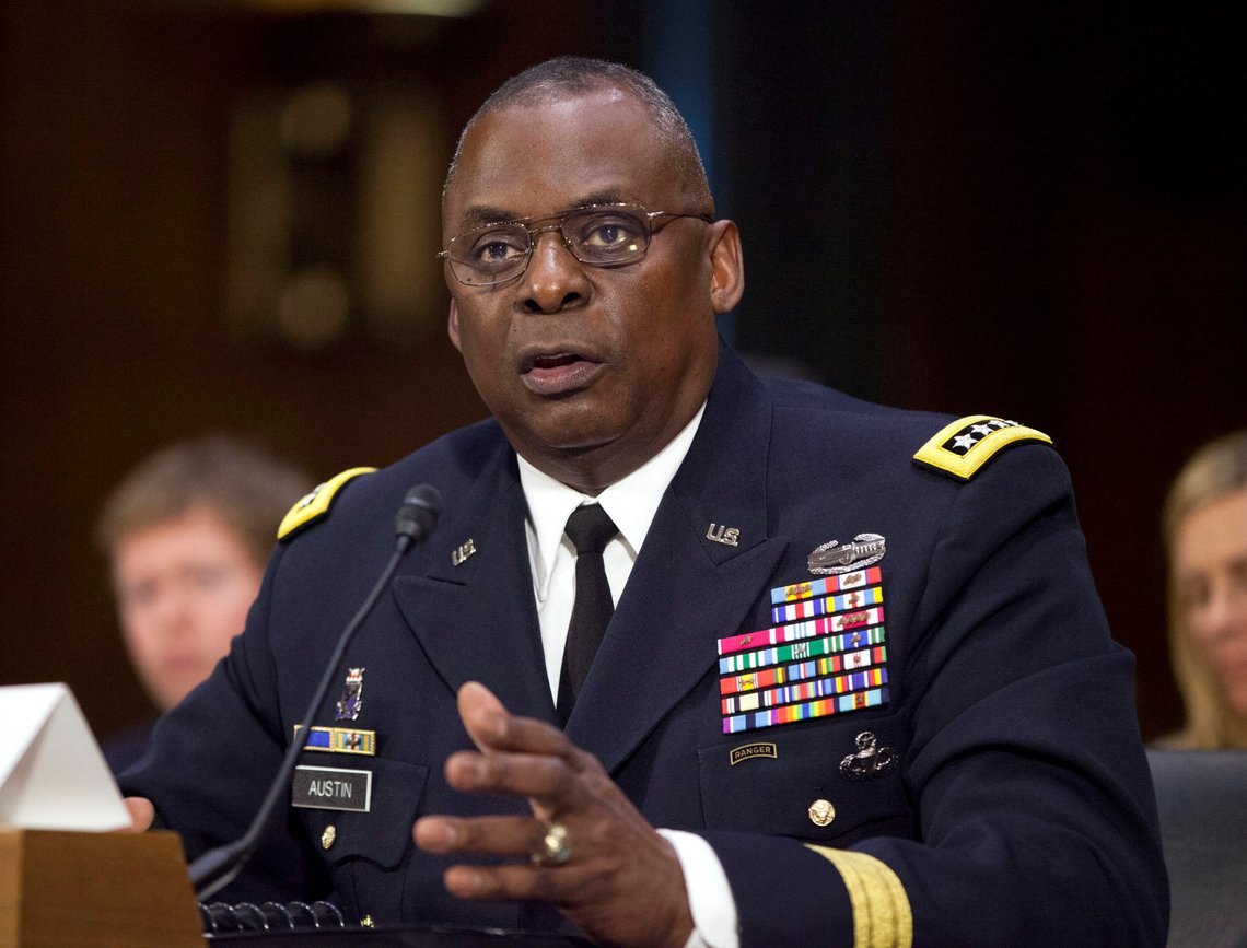 FILE - In this Sept. 16, 2015, photo, U.S. Central Command Commander Gen. Lloyd Austin III, testifies on Capitol Hill in Washington. Biden will nominate retired four-star Army general Lloyd J. Austin to be secretary of defense. That's according to three people familiar with the decision who spoke on condition of anonymity because the selection hadn't been formally announced. (AP Photo/Pablo Martinez Monsivais, File) FILE - In this Sept. 16, 2015, photo, U.S. Central Command Commander Gen. Lloyd Austin III, testifies on Capitol Hill in Washington. Biden will nominate retired four-star Army general Lloyd J. Austin to be secretary of defense. That's according to three people familiar with the decision who spoke on condition of anonymity because the selection hadn't been formally announced. (AP Photo/Pablo Martinez Monsivais, File)