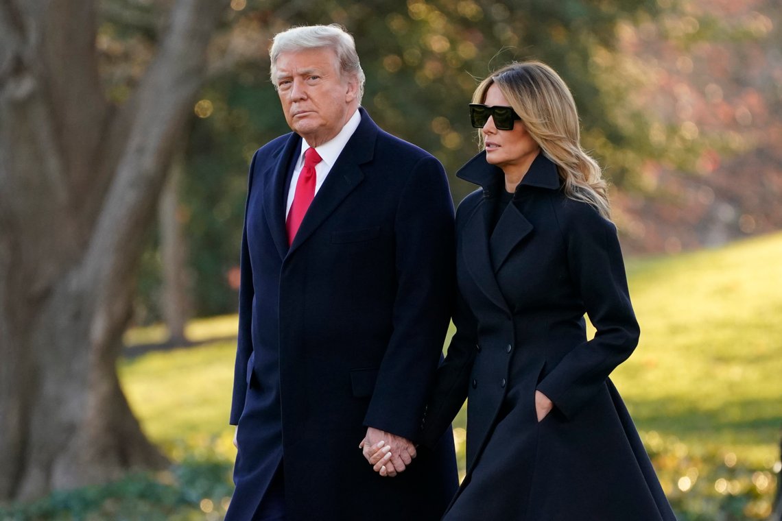 President Donald Trump and first lady Melania Trump walk to board Marine One on the South Lawn of the White House, Wednesday, Dec. 23, 2020, in Washington. (AP Photo/Evan Vucci) President Donald Trump and first lady Melania Trump walk to board Marine One on the South Lawn of the White House, Wednesday, Dec. 23, 2020, in Washington. (AP Photo/Evan Vucci)