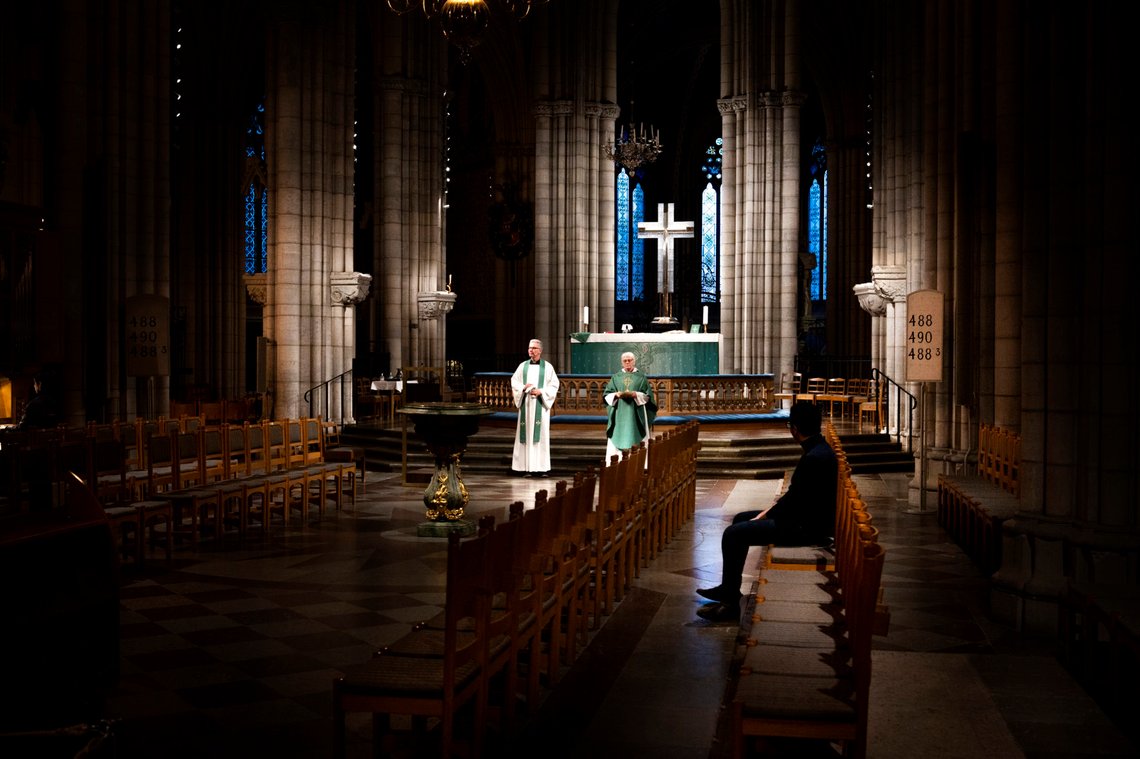Archbishop of Sweden Ante Jackelen and chaplain Lars Astrand, left, hold a mass in Uppsala Cathedral, Sweden, Wednesday Nov. 25, 2020, the first service with the new COVID restrictions in Sweden, allowing eight people only to attend the service. (Pontus Lundahl/TT via AP) Archbishop of Sweden Ante Jackelen and chaplain Lars Astrand, left, hold a mass in Uppsala Cathedral, Sweden, Wednesday Nov. 25, 2020, the first service with the new COVID restrictions in Sweden, allowing eight people only to attend the service. (Pontus Lundahl/TT via AP)