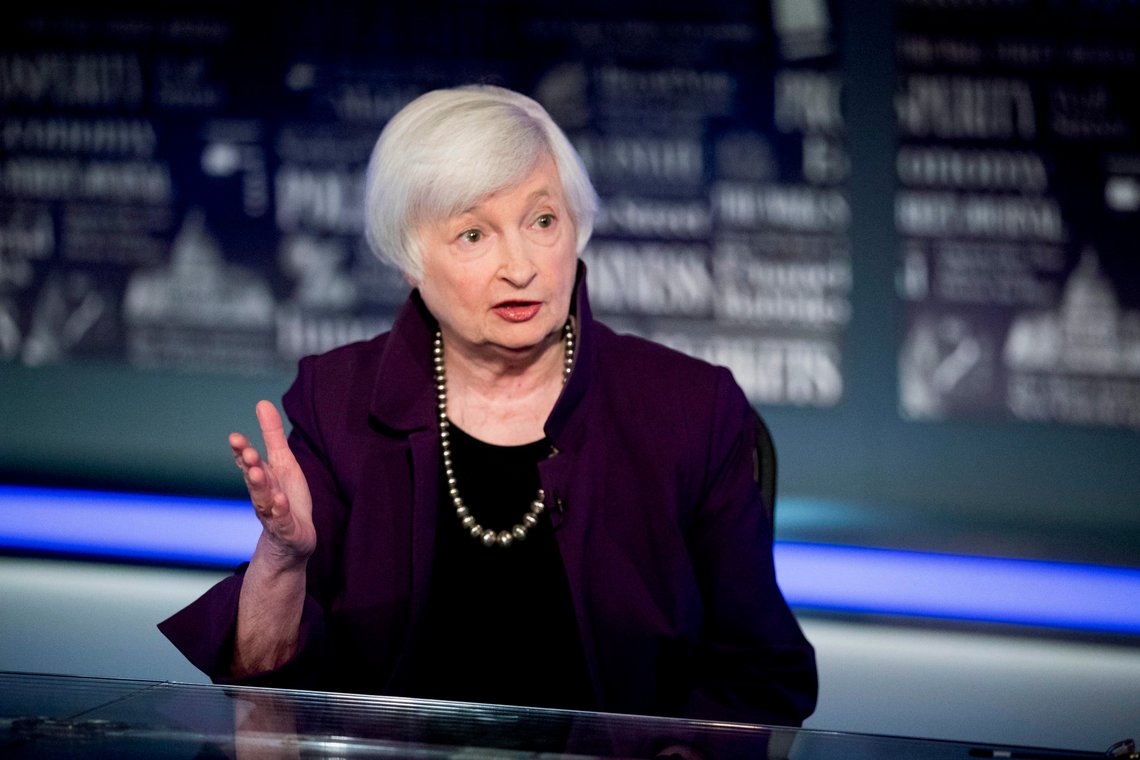 FILE - In this Aug. 14, 2019, file photo former Fed Chair Janet Yellen speaks with FOX Business Network guest anchor Jon Hilsenrath in the Fox Washington bureau in Washington. The Senate Finance Committee has approved President Joe Bidens nomination of Janet Yellen to be the nations 78th Treasury secretary (AP Photo/Andrew Harnik, File) FILE - In this Aug. 14, 2019, file photo former Fed Chair Janet Yellen speaks with FOX Business Network guest anchor Jon Hilsenrath in the Fox Washington bureau in Washington. The Senate Finance Committee has approved President Joe Bidens nomination of Janet Yellen to be the nations 78th Treasury secretary (AP Photo/Andrew Harnik, File)
