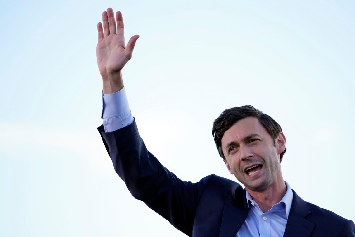 Senate candidate Jon Ossoff introduces President-elect Joe Biden in Atlanta, Monday, Jan. 4, 2021, as he campaigns for Raphael Warnock and Ossoff. (AP Photo/Carolyn Kaster) Senate candidate Jon Ossoff introduces President-elect Joe Biden in Atlanta, Monday, Jan. 4, 2021, as he campaigns for Raphael Warnock and Ossoff. (AP Photo/Carolyn Kaster)