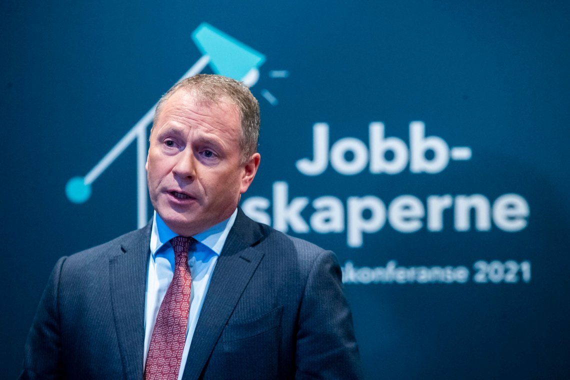 Oslo 20210107.
Nicolai Tangen, leder av Oljefondet på NHO sin årskonferanse i Oslo Spektrum.
Foto: Terje Pedersen / NTB Oslo 20210107.
Nicolai Tangen, leder av Oljefondet på NHO sin årskonferanse i Oslo Spektrum.
Foto: Terje Pedersen / NTB