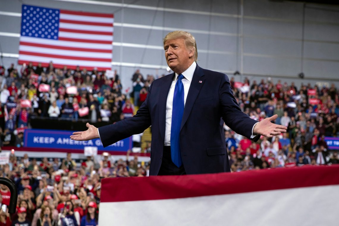 In this Jan. 14, 2020, photo, President Donald Trump arrives at UW-Milwaukee Panther Arena to speak at a campaign rally in Milwaukee. Trump's surrogates are fanning out across the country as part of an aggressive effort to stretch his appeal beyond the base of working-class white voters who propelled him to victory in 2016 (AP Photo/ Evan Vucci) In this Jan. 14, 2020, photo, President Donald Trump arrives at UW-Milwaukee Panther Arena to speak at a campaign rally in Milwaukee. Trump's surrogates are fanning out across the country as part of an aggressive effort to stretch his appeal beyond the base of working-class white voters who propelled him to victory in 2016 (AP Photo/ Evan Vucci)
