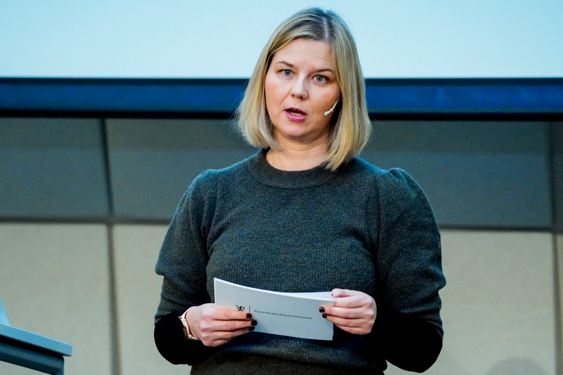Oslo 20210208.
Kunnskaps- og integreringsminister Guri Melby under en pressekonferanse om vårens eksamener i ungdomsskolen og videregående opplæring.
Foto: Lise Åserud / NTB Oslo 20210208.
Kunnskaps- og integreringsminister Guri Melby under en pressekonferanse om vårens eksamener i ungdomsskolen og videregående opplæring.
Foto: Lise Åserud / NTB