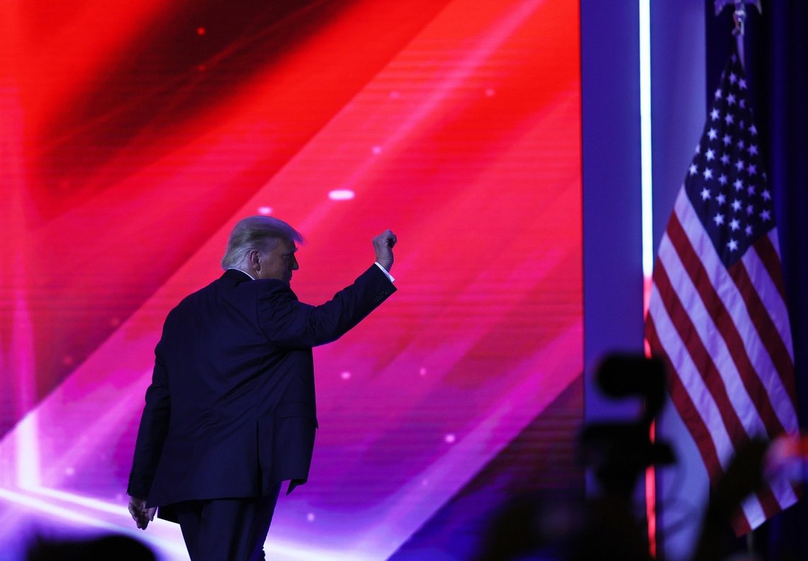 ORLANDO, FLORIDA - FEBRUARY 28: Former President Donald Trump walks off stage after an address to the Conservative Political Action Conference (CPAC) held in the Hyatt Regency on February 28, 2021 in Orlando, Florida. Begun in 1974, CPAC brings together conservative organizations, activists, and world leaders to discuss issues important to them. Joe Raedle/Getty Images/AFP
== FOR NEWSPAPERS, INTERNET, TELCOS & TELEVISION USE ONLY == ORLANDO, FLORIDA - FEBRUARY 28: Former President Donald Trump walks off stage after an address to the Conservative Political Action Conference (CPAC) held in the Hyatt Regency on February 28, 2021 in Orlando, Florida. Begun in 1974, CPAC brings together conservative organizations, activists, and world leaders to discuss issues important to them. Joe Raedle/Getty Images/AFP
== FOR NEWSPAPERS, INTERNET, TELCOS & TELEVISION USE ONLY ==
