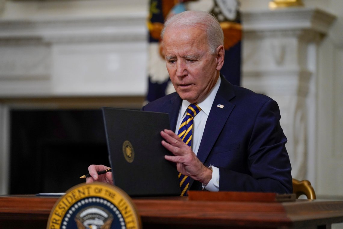 President Joe Biden closes the folder after signing an executive order relating to U.S. supply chains, in the State Dining Room of the White House, Wednesday, Feb. 24, 2021, in Washington. (AP Photo/Evan Vucci) President Joe Biden closes the folder after signing an executive order relating to U.S. supply chains, in the State Dining Room of the White House, Wednesday, Feb. 24, 2021, in Washington. (AP Photo/Evan Vucci)