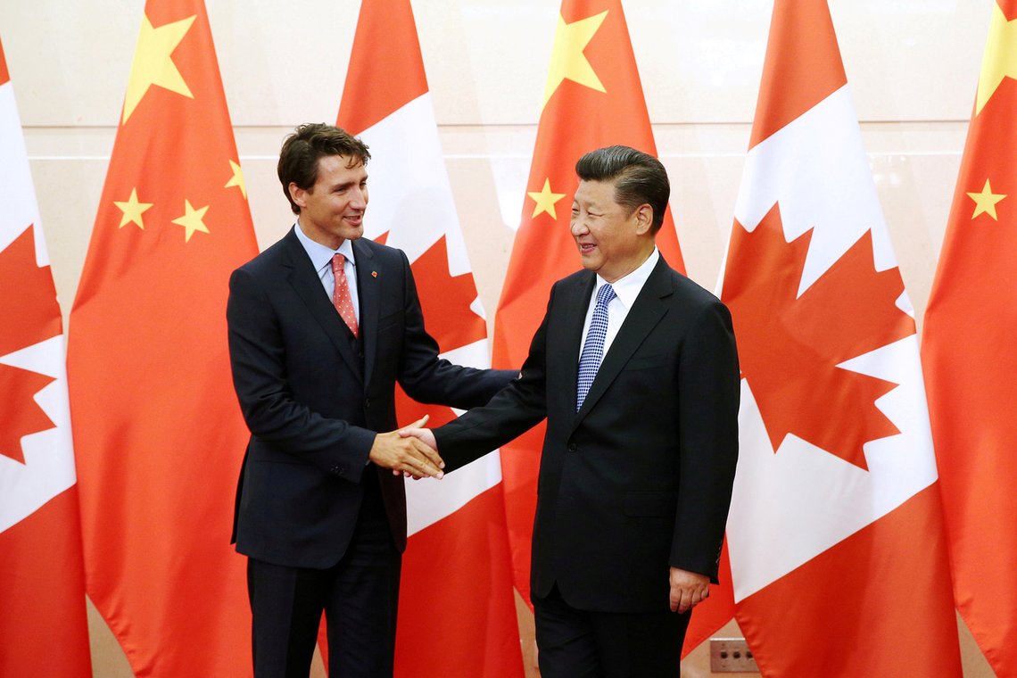 FILE PHOTO: Chinese President Xi Jinping (R) shakes hands with Canadian Prime Minister Justin Trudeau ahead of their meeting at the Diaoyutai State Guesthouse in Beijing, China August 31, 2016. REUTERS/Wu Hong/Pool/File Photo FILE PHOTO: Chinese President Xi Jinping (R) shakes hands with Canadian Prime Minister Justin Trudeau ahead of their meeting at the Diaoyutai State Guesthouse in Beijing, China August 31, 2016. REUTERS/Wu Hong/Pool/File Photo
