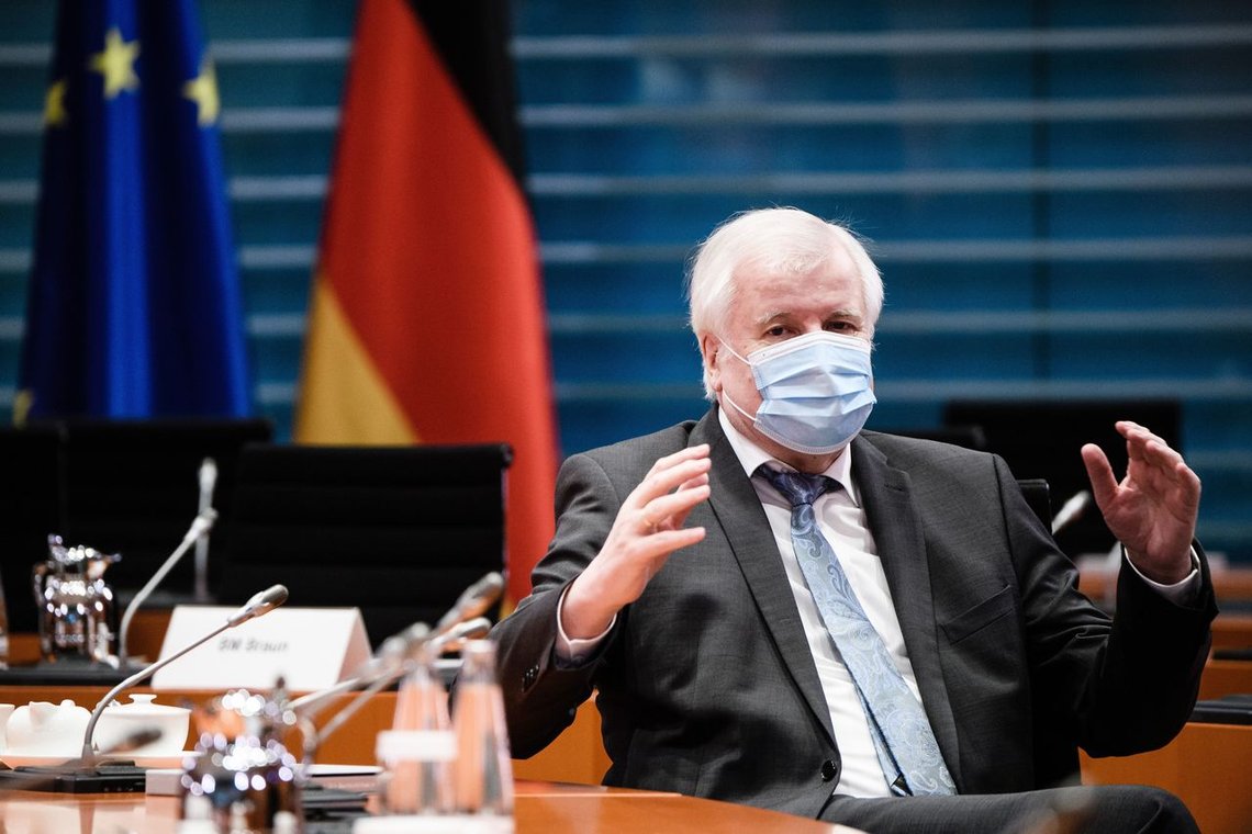 Mandatory Credit: Photo by Action Press/Shutterstock (11688899t)
German Minister of Interior, Construction and Homeland Horst Seehofer wears a face mask and gestures while he talks during the beginning of the weekly meeting of the German Federal cabinet in the conference hall of the Chancellery in Berlin
Cabinet meeting at the Chancellery, Berlin, Germany - 06 Jan 2021
A day after stricter coronavirus measures have been decided, the Chancellor and the governments minister are expected to discuss the slow vaccine distribution. Mandatory Credit: Photo by Action Press/Shutterstock (11688899t)
German Minister of Interior, Construction and Homeland Horst Seehofer wears a face mask and gestures while he talks during the beginning of the weekly meeting of the German Federal cabinet in the conference hall of the Chancellery in Berlin
Cabinet meeting at the Chancellery, Berlin, Germany - 06 Jan 2021
A day after stricter coronavirus measures have been decided, the Chancellor and the governments minister are expected to discuss the slow vaccine distribution.