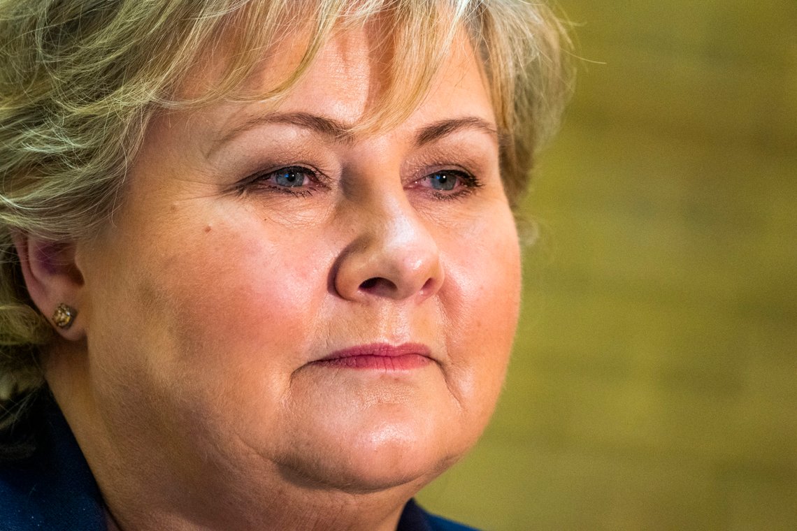 Oslo 20210120.
Statsminister Erna Solberg (H) etter Stortingets muntlige spørretime onsdag.
Foto: Håkon Mosvold Larsen / NTB Oslo 20210120.
Statsminister Erna Solberg (H) etter Stortingets muntlige spørretime onsdag.
Foto: Håkon Mosvold Larsen / NTB