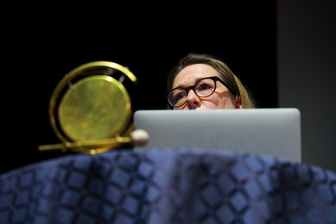 Oslo 20181220.
Marte Michelet møter historikere etter utgivelsen av boka om Hjemmefronten. Her holder hun sitt innlegg.
Foto: Ørn E. Borgen / NTB Oslo 20181220.
Marte Michelet møter historikere etter utgivelsen av boka om Hjemmefronten. Her holder hun sitt innlegg.
Foto: Ørn E. Borgen / NTB
