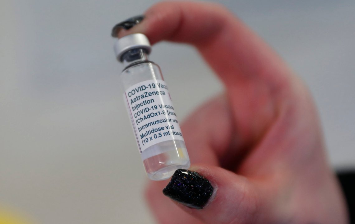 A vial of the AstraZeneca COVID-19 vaccine ready for use at the Wheatfield surgery in Luton, England, Thursday, March 18, 2021. (AP Photo/Alastair Grant) A vial of the AstraZeneca COVID-19 vaccine ready for use at the Wheatfield surgery in Luton, England, Thursday, March 18, 2021. (AP Photo/Alastair Grant)
