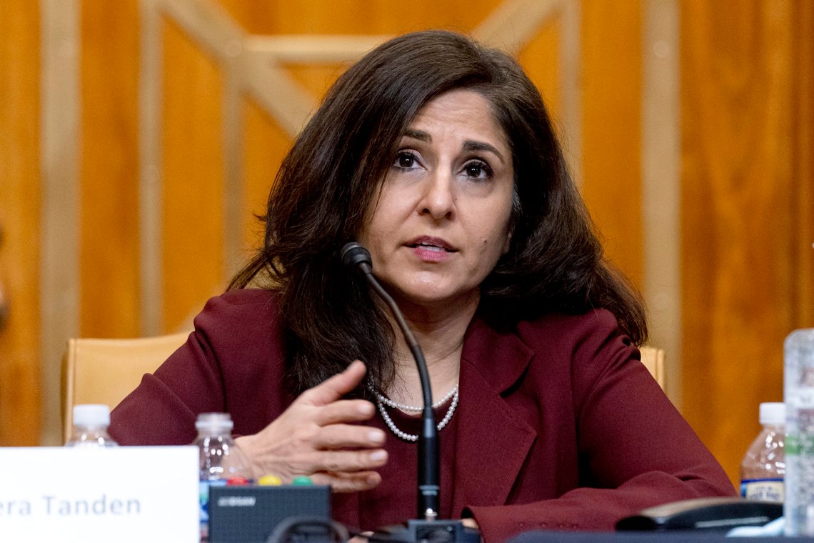 FILE - In this Feb. 10, 2021 file photo, Neera Tanden, President Joe Biden's nominee for Director of the Office of Management and Budget (OMB), testifies during a Senate Committee on the Budget hearing on Capitol Hill in Washington. Moderate Republican Sen. Susan Collins of Maine says she'll vote against confirming President Joe Bidens nomination of Neera Tanden to lead the White House Office of Management and Budget. Collins' announcement Monday throws Tanden's confirmation further into doubt. On Friday, Sen. Joe Manchin of West Virginia became the first Democratic lawmaker to oppose Tandens confirmation. (AP Photo/Andrew Harnik, Pool) FILE - In this Feb. 10, 2021 file photo, Neera Tanden, President Joe Biden's nominee for Director of the Office of Management and Budget (OMB), testifies during a Senate Committee on the Budget hearing on Capitol Hill in Washington. Moderate Republican Sen. Susan Collins of Maine says she'll vote against confirming President Joe Bidens nomination of Neera Tanden to lead the White House Office of Management and Budget. Collins' announcement Monday throws Tanden's confirmation further into doubt. On Friday, Sen. Joe Manchin of West Virginia became the first Democratic lawmaker to oppose Tandens confirmation. (AP Photo/Andrew Harnik, Pool)