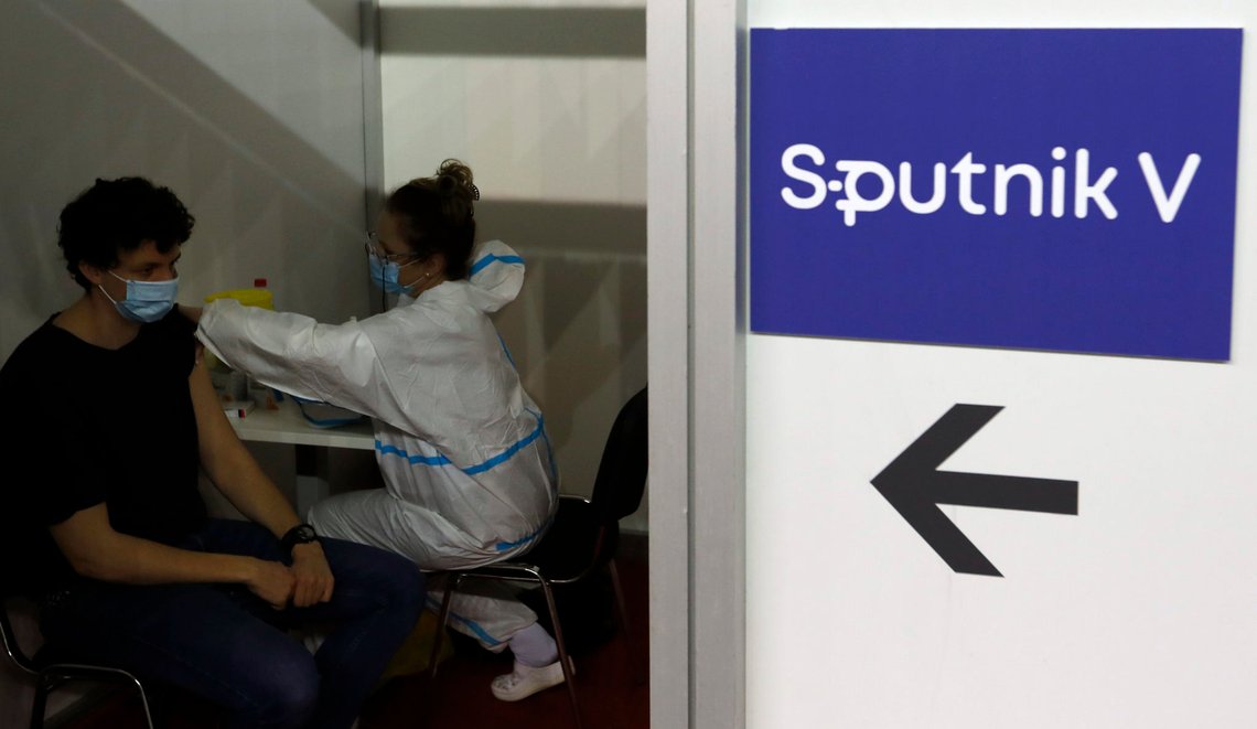 A man receives a COVID-19 vaccine at a vaccination center in Belgrade, Serbia, Sunday, March 21, 2021. Serbia has vaccinated most people with China's Sinopharm jabs, followed by Pfizer, Russia's Sputnik V and recently the AstraZeneca shot. (AP Photo/Darko Vojinovic) A man receives a COVID-19 vaccine at a vaccination center in Belgrade, Serbia, Sunday, March 21, 2021. Serbia has vaccinated most people with China's Sinopharm jabs, followed by Pfizer, Russia's Sputnik V and recently the AstraZeneca shot. (AP Photo/Darko Vojinovic)