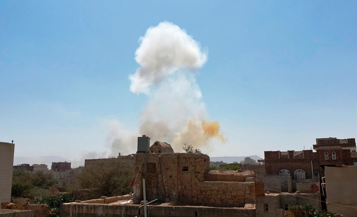 Smoke rises after Saudi-led airstrikes on an army base in Sanaa, Yemen, Sunday, Mar. 7, 2021. The Saudi-led coalition fighting Iran-backed rebels in Yemen said Sunday it launched a new air campaign on the war-torn countrys capital and on other provinces. The airstrikes come as retaliation for recent missile and drone attacks on Saudi Arabia that were claimed by the Iranian-backed rebels. (AP Photo/Hani Mohammed) Smoke rises after Saudi-led airstrikes on an army base in Sanaa, Yemen, Sunday, Mar. 7, 2021. The Saudi-led coalition fighting Iran-backed rebels in Yemen said Sunday it launched a new air campaign on the war-torn countrys capital and on other provinces. The airstrikes come as retaliation for recent missile and drone attacks on Saudi Arabia that were claimed by the Iranian-backed rebels. (AP Photo/Hani Mohammed)