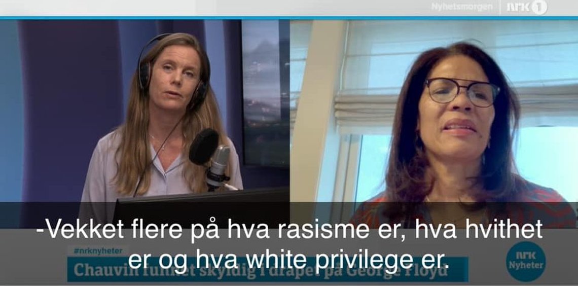 NRKs Anne Jetlund Hansen intervjuer Lisa Cooper på P2s Nyhetsmorgen. Skjermdump. NRKs Anne Jetlund Hansen intervjuer Lisa Cooper på P2s Nyhetsmorgen. Skjermdump.