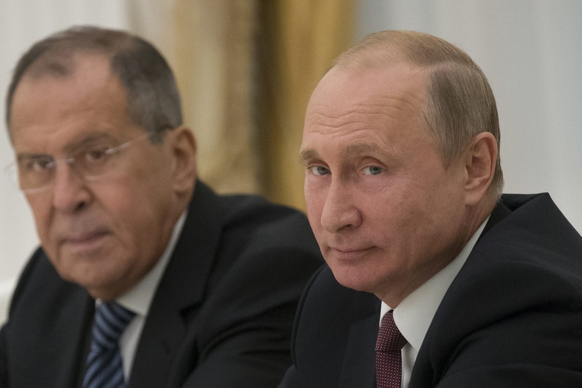 Russian President Vladimir Putin, right, and Russian Foreign Minister Sergey Lavrov attend talks with U.S. National security adviser John Bolton in the Kremlin in Moscow, Russia, Wednesday, June 27, 2018. Bolton is meeting Putin for talks intended to set the stage for a U.S.-Russia summit. (AP Photo/Alexander Zemlianichenko, Pool) Russian President Vladimir Putin, right, and Russian Foreign Minister Sergey Lavrov attend talks with U.S. National security adviser John Bolton in the Kremlin in Moscow, Russia, Wednesday, June 27, 2018. Bolton is meeting Putin for talks intended to set the stage for a U.S.-Russia summit. (AP Photo/Alexander Zemlianichenko, Pool)