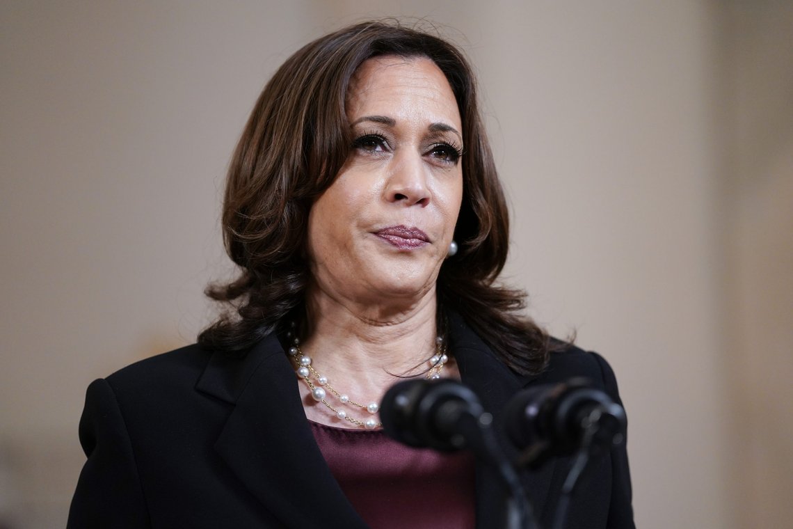 Vice President Kamala Harris speaks Tuesday, April 20, 2021, at the White House in Washington, after former Minneapolis police Officer Derek Chauvin was convicted of murder and manslaughter in the death of George Floyd. (AP Photo/Evan Vucci) Vice President Kamala Harris speaks Tuesday, April 20, 2021, at the White House in Washington, after former Minneapolis police Officer Derek Chauvin was convicted of murder and manslaughter in the death of George Floyd. (AP Photo/Evan Vucci)