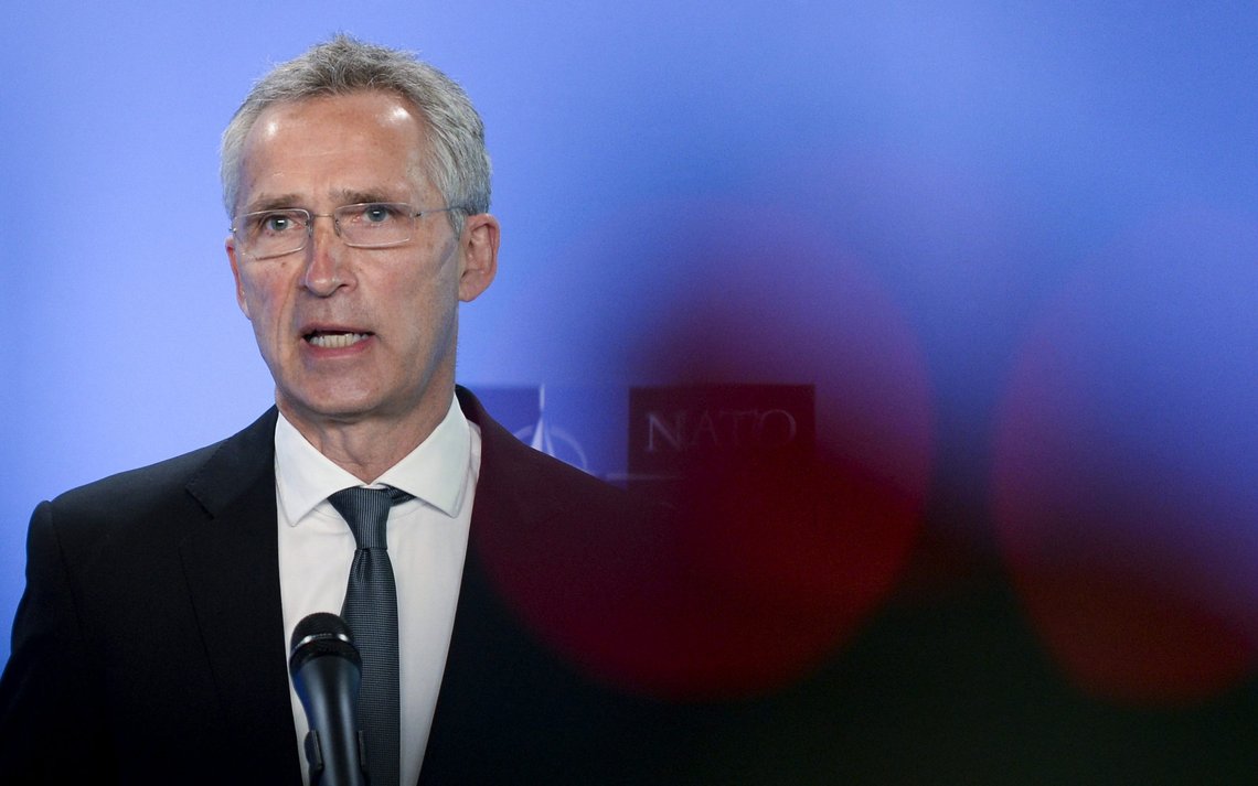 NATO Secretary General Jens Stoltenberg speaks during a media conference at NATO headquarters in Brussels, Wednesday, April 14, 2021. United States Secretary of State Antony Blinken is in Brussels on Wednesday for talks with European and NATO allies about Afghanistan, Ukraine and other matters. (Johanna Geron, Pool via AP) NATO Secretary General Jens Stoltenberg speaks during a media conference at NATO headquarters in Brussels, Wednesday, April 14, 2021. United States Secretary of State Antony Blinken is in Brussels on Wednesday for talks with European and NATO allies about Afghanistan, Ukraine and other matters. (Johanna Geron, Pool via AP)