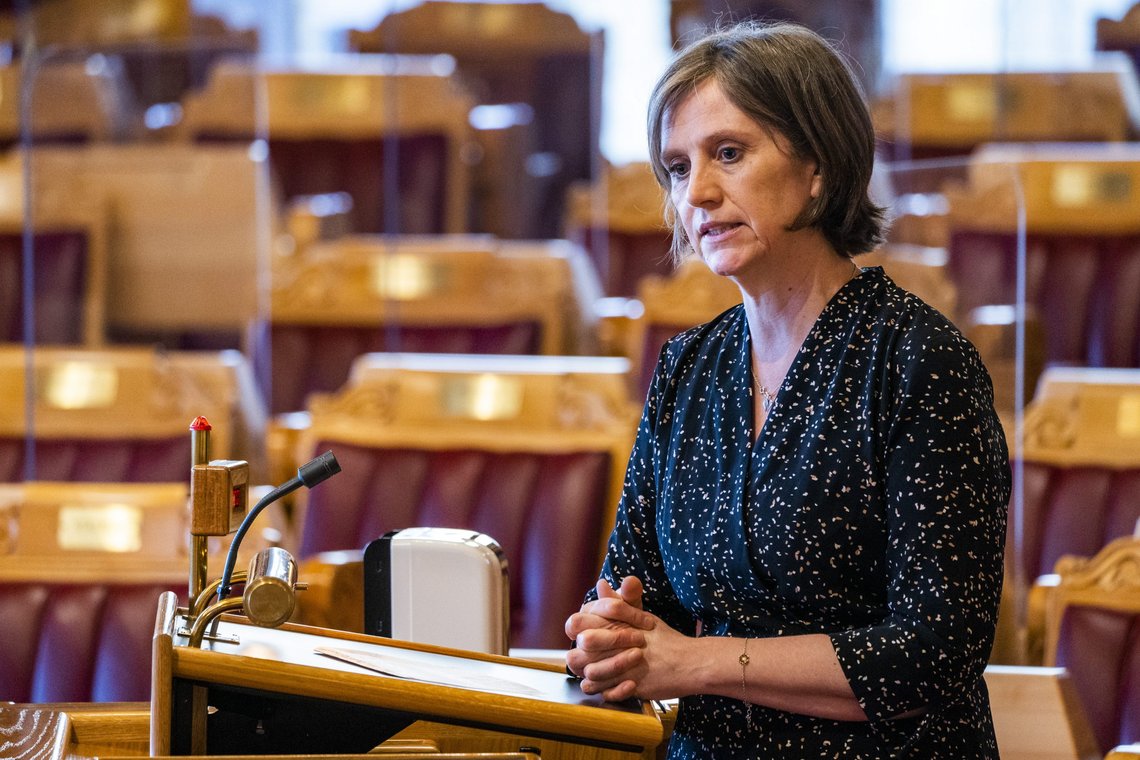 Oslo 20210324.
Kjersti Toppe (Sp) under Stortingets muntlige spørretime onsdag.
Foto: Håkon Mosvold Larsen / NTB Oslo 20210324.
Kjersti Toppe (Sp) under Stortingets muntlige spørretime onsdag.
Foto: Håkon Mosvold Larsen / NTB