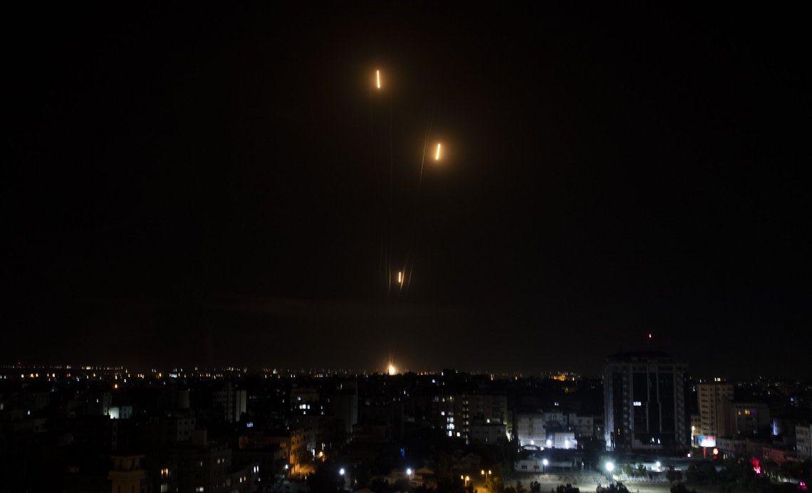 Rockets are launched from the Gaza Strip towards Israel, Tuesday, May. 11, 2021. The barrage of rockets from the Gaza Strip and airstrikes into the territory continued almost nonstop throughout the day, in what appeared to be some of the most intense fighting between Israel and Hamas since their 2014 war.(AP Photo/Khalil Hamra) Rockets are launched from the Gaza Strip towards Israel, Tuesday, May. 11, 2021. The barrage of rockets from the Gaza Strip and airstrikes into the territory continued almost nonstop throughout the day, in what appeared to be some of the most intense fighting between Israel and Hamas since their 2014 war.(AP Photo/Khalil Hamra)