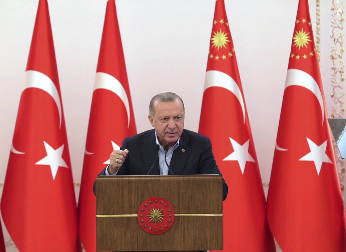 President Recep Tayyip Erdogan under en tale han holdt i Ankara tidligere denne måneden. Foto: Tyrkiske myndigheter / AP / NTB President Recep Tayyip Erdogan under en tale han holdt i Ankara tidligere denne måneden. Foto: Tyrkiske myndigheter / AP / NTB