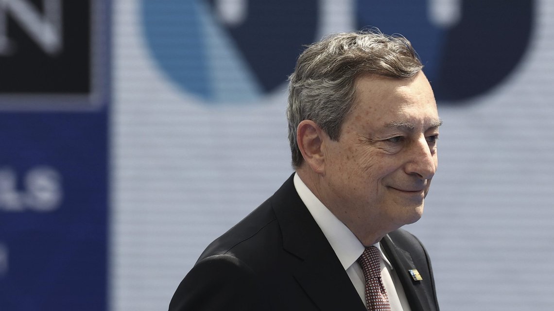 Italy's Prime Minister Mario Draghi arrives for a NATO summit at NATO headquarters in Brussels, Monday, June 14, 2021. U.S. President Joe Biden is taking part in his first NATO summit, where the 30-nation alliance hopes to reaffirm its unity and discuss increasingly tense relations with China and Russia, as the organization pulls its troops out after 18 years in Afghanistan. (Kenzo Tribouillard, Pool via AP) Italy's Prime Minister Mario Draghi arrives for a NATO summit at NATO headquarters in Brussels, Monday, June 14, 2021. U.S. President Joe Biden is taking part in his first NATO summit, where the 30-nation alliance hopes to reaffirm its unity and discuss increasingly tense relations with China and Russia, as the organization pulls its troops out after 18 years in Afghanistan. (Kenzo Tribouillard, Pool via AP)