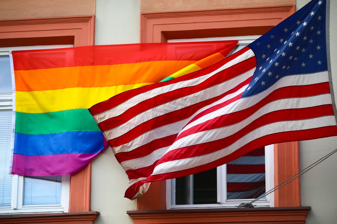 Det amerikanske konsulatet i Krakow, Polen. Her flagges det for Pride. Foto: Beata Zawrzel/NurPhoto/Shutterstock /NTB Det amerikanske konsulatet i Krakow, Polen. Her flagges det for Pride. Foto: Beata Zawrzel/NurPhoto/Shutterstock /NTB