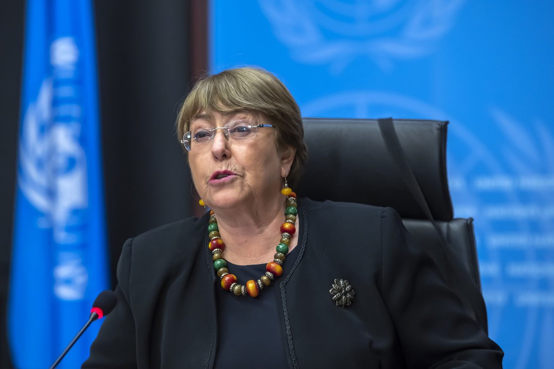 FILE - In this Wednesday, Dec. 9, 2020 file photo Michelle Bachelet, UN High Commissioner for Human Rights, speaks during a press conference at the European headquarters of the United Nations in Geneva, Switzerland. In a landmark report launched after the killing of George Floyd in the United States, Bachelet on Monday June 28, 2021, is urging countries worldwide to do more to help end discrimination, violence and systemic racism against people of African descent and make amends to them, including through reparations. (Martial Trezzini/Keystone via AP, file) FILE - In this Wednesday, Dec. 9, 2020 file photo Michelle Bachelet, UN High Commissioner for Human Rights, speaks during a press conference at the European headquarters of the United Nations in Geneva, Switzerland. In a landmark report launched after the killing of George Floyd in the United States, Bachelet on Monday June 28, 2021, is urging countries worldwide to do more to help end discrimination, violence and systemic racism against people of African descent and make amends to them, including through reparations. (Martial Trezzini/Keystone via AP, file)
