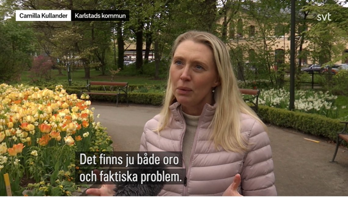 Camilla Kulander er strategen bak Karlstads kommunes kommunikasjon med innbyggerne. Skjermdump SVT Camilla Kulander er strategen bak Karlstads kommunes kommunikasjon med innbyggerne. Skjermdump SVT
