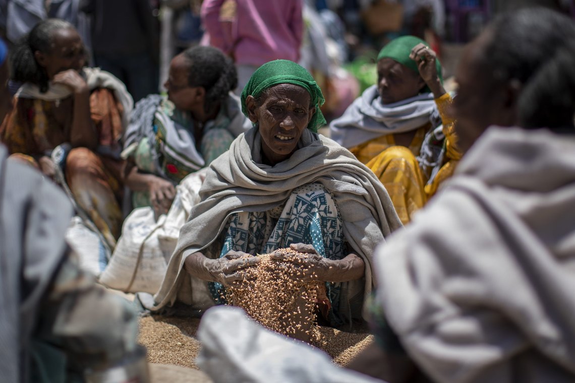 Millioner av mennesker trenger matvarehjelp i Etiopias Tigray-region, og FN er ekstremt bekymret over situasjonen der. Foto: Ben Curtis, Ap/NTB. Millioner av mennesker trenger matvarehjelp i Etiopias Tigray-region, og FN er ekstremt bekymret over situasjonen der. Foto: Ben Curtis, Ap/NTB.