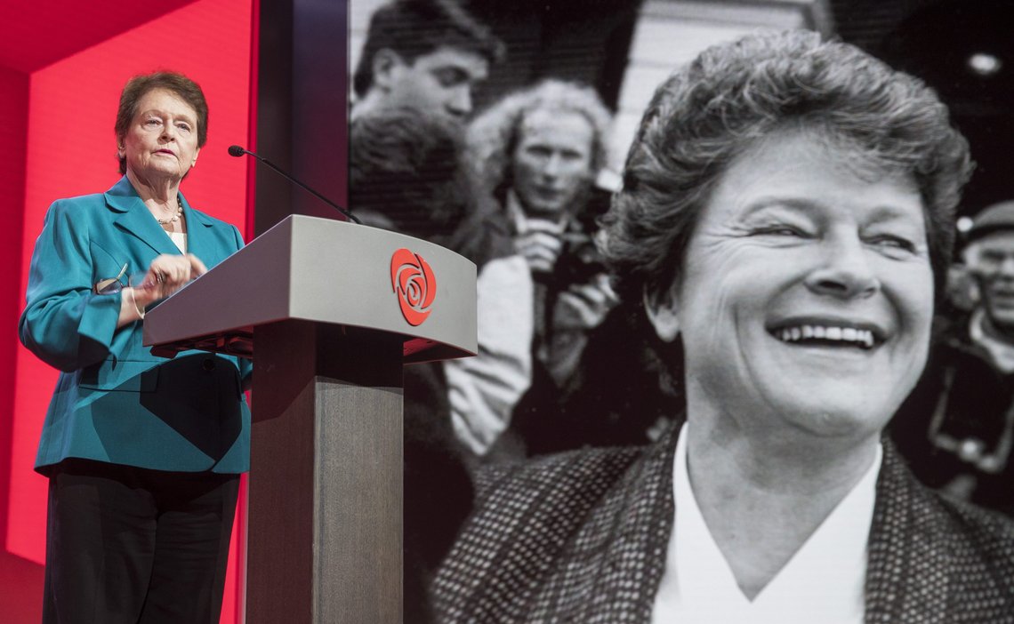Oslo 20190406.
Gro Harlem Brundtland under landsmøtet til Arbeiderpartiet i Folkets Hus i Oslo
Foto: Terje Pedersen / NTB Oslo 20190406.
Gro Harlem Brundtland under landsmøtet til Arbeiderpartiet i Folkets Hus i Oslo
Foto: Terje Pedersen / NTB