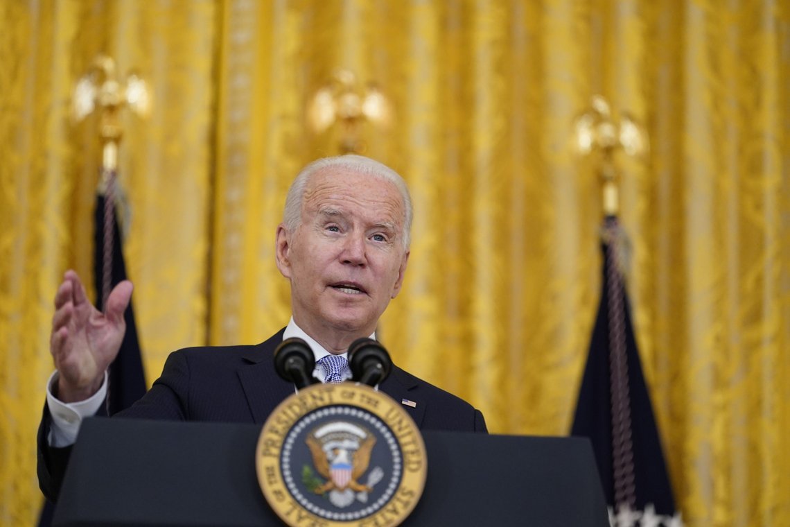 President Joe Biden speaks about COVID-19 vaccine requirements for federal workers in the East Room of the White House in Washington, Thursday, July 29, 2021. (AP Photo/Susan Walsh) President Joe Biden speaks about COVID-19 vaccine requirements for federal workers in the East Room of the White House in Washington, Thursday, July 29, 2021. (AP Photo/Susan Walsh)
