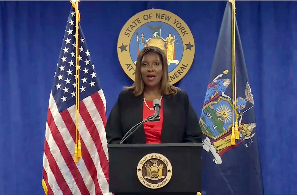 In this still image from video, New York State Attorney General Letitia James addresses a news conference, in New York, Tuesday, Aug. 3, 2021. An investigation into New York Gov. Andrew Cuomo found that he sexually harassed multiple current and former state government employees, state James announced Tuesday.(Courtesy NY State Attorney General via AP) In this still image from video, New York State Attorney General Letitia James addresses a news conference, in New York, Tuesday, Aug. 3, 2021. An investigation into New York Gov. Andrew Cuomo found that he sexually harassed multiple current and former state government employees, state James announced Tuesday.(Courtesy NY State Attorney General via AP)