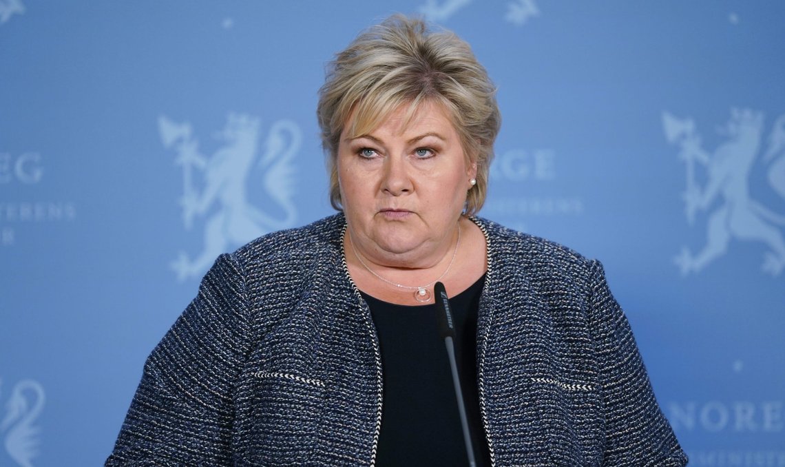 Statsminister Erna Solberg (H) holdt torsdag kveld pressemøte om situasjonen i Afghanistan. Foto: Gorm Kallestad / NTB Statsminister Erna Solberg (H) holdt torsdag kveld pressemøte om situasjonen i Afghanistan. Foto: Gorm Kallestad / NTB